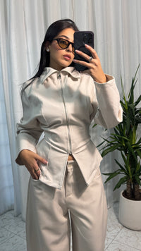 CARDIGAN ZIP BEIGE