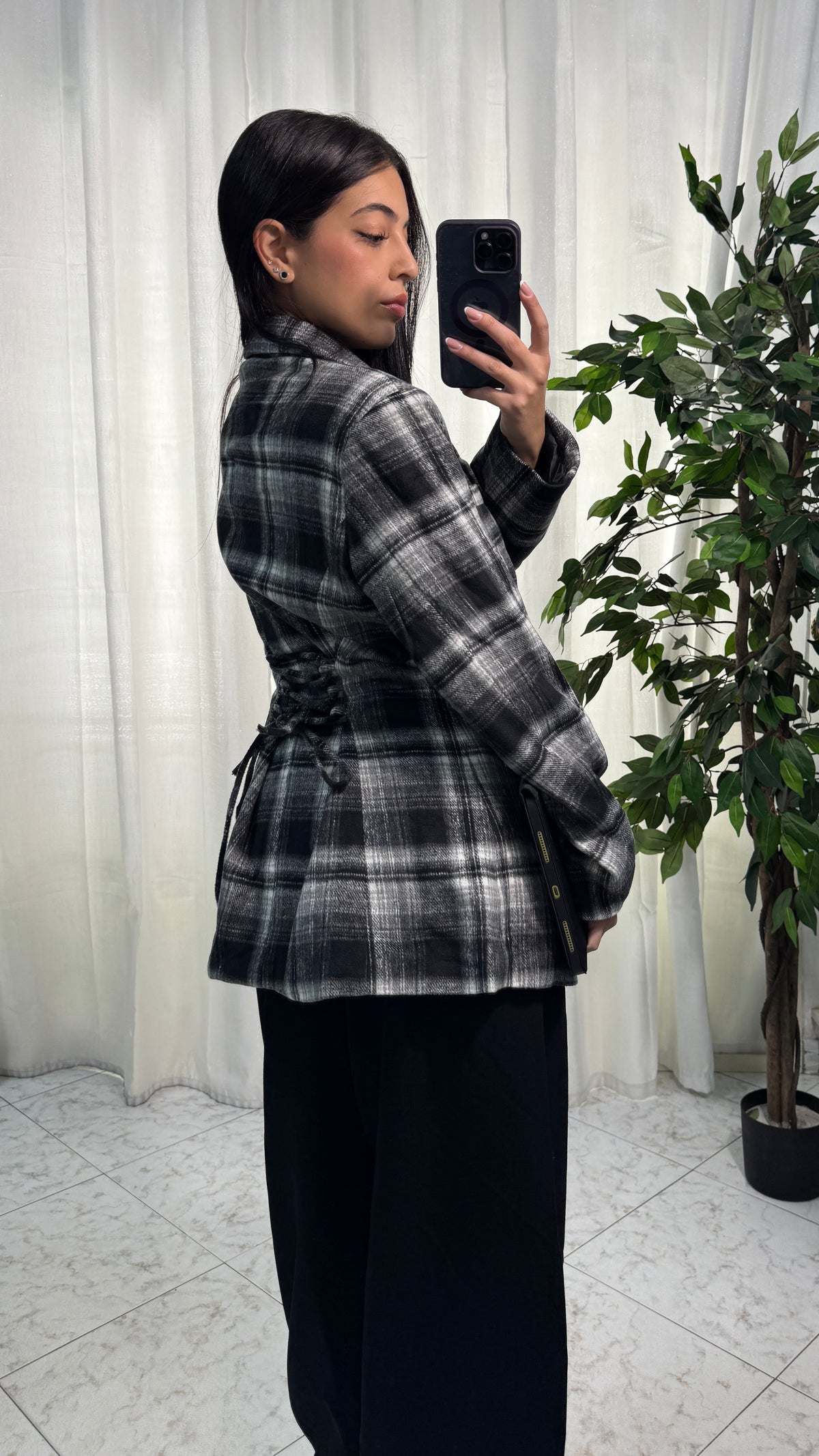 BLAZER TARTAN BLACK