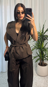 GILET TRENCH BROWN