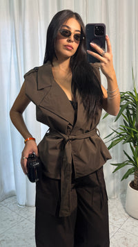 GILET TRENCH BROWN