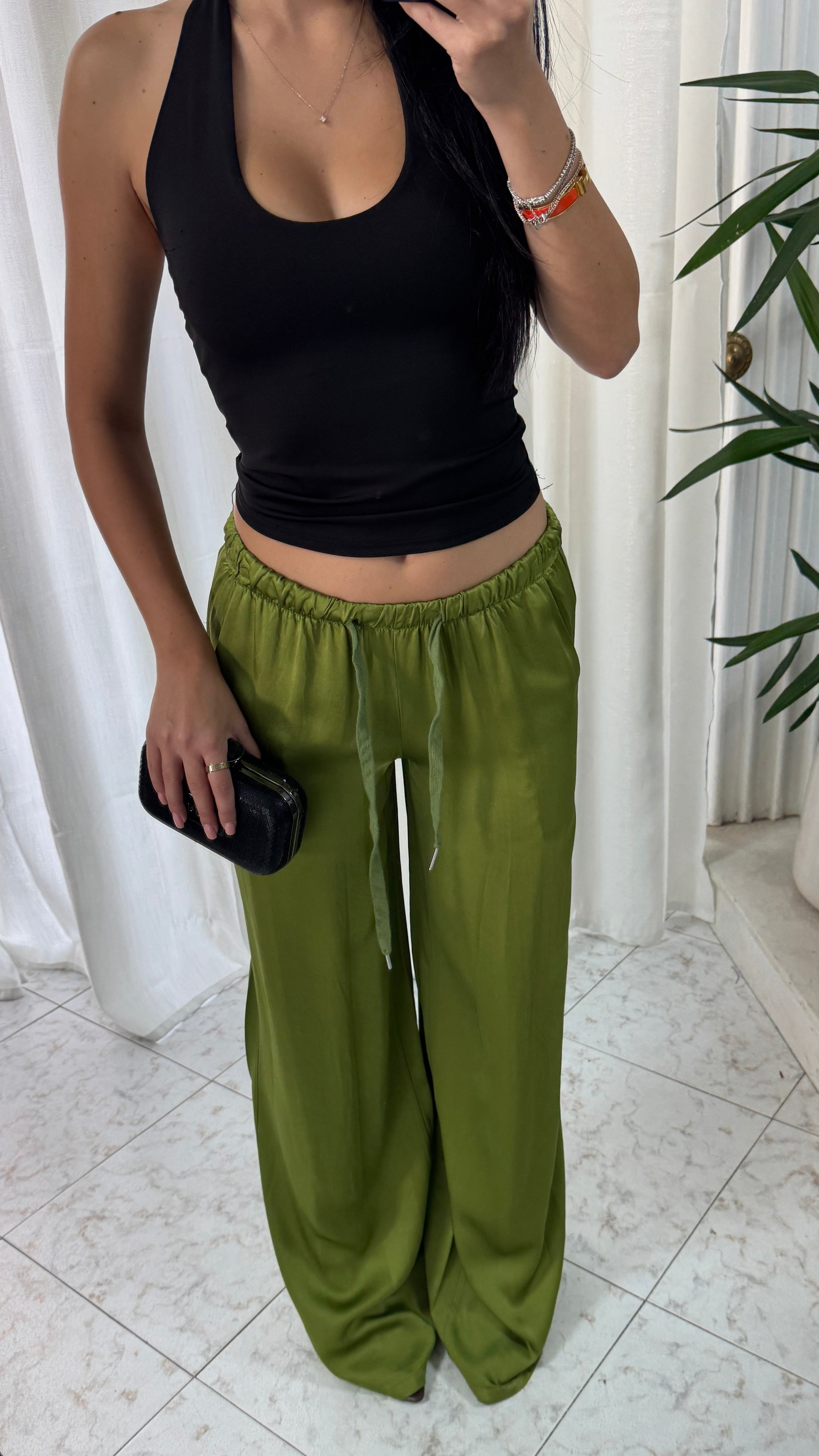 PANTALONE SATIN GREEN