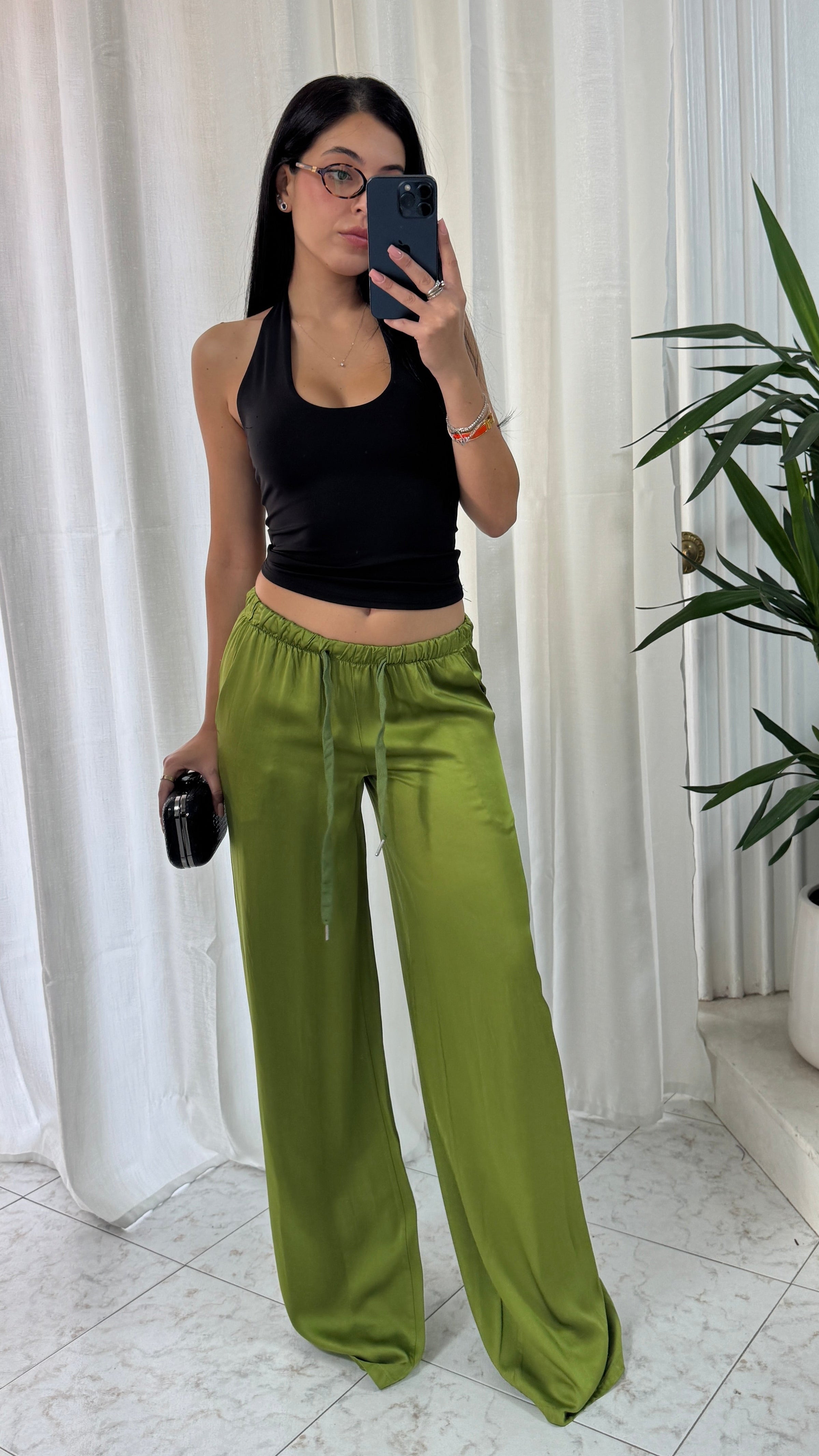 PANTALONE SATIN GREEN