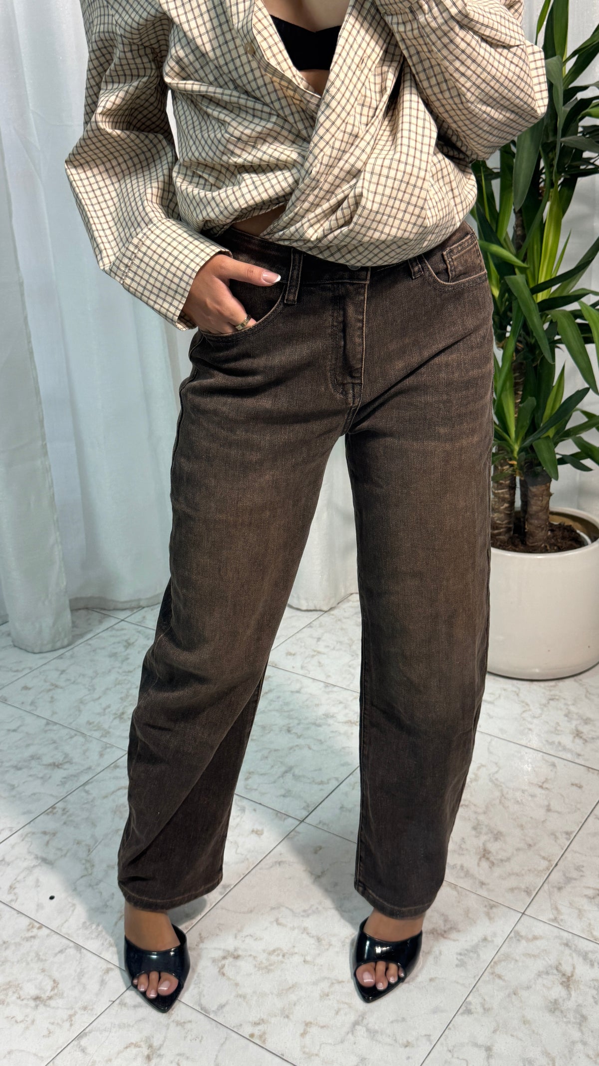 JEANS BARREL BROWN