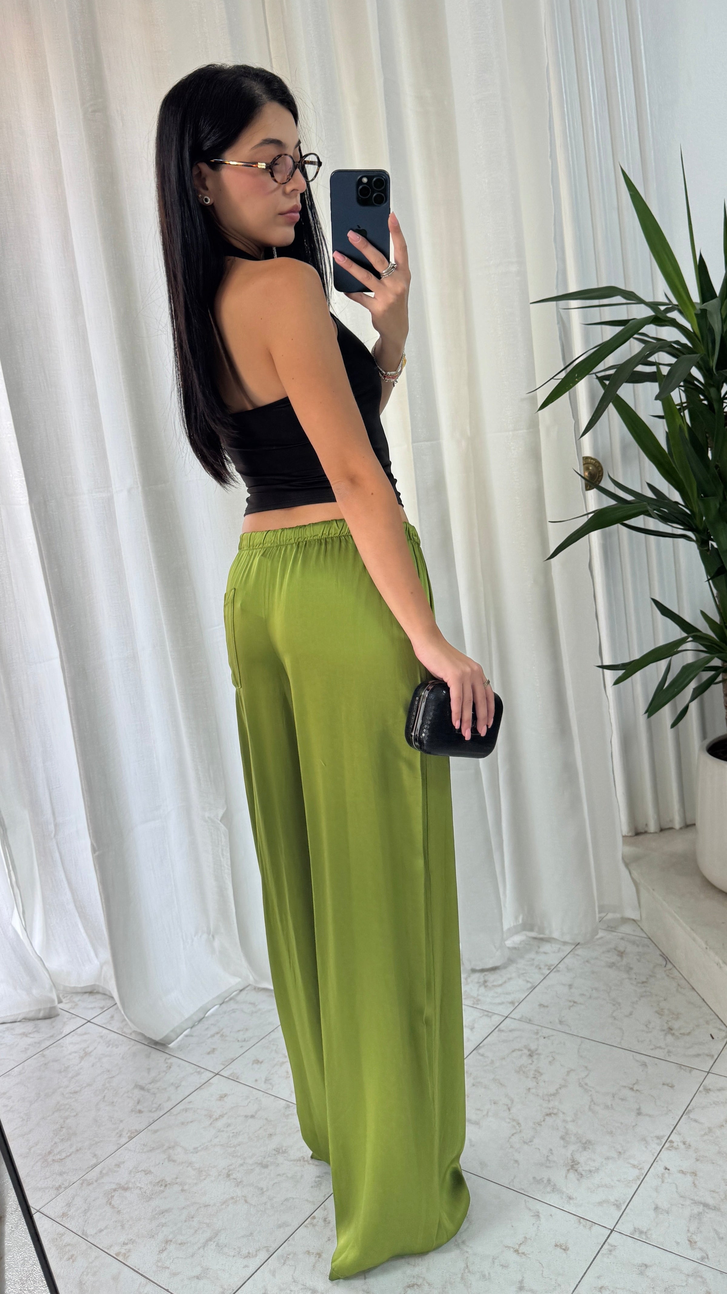 PANTALONE SATIN GREEN