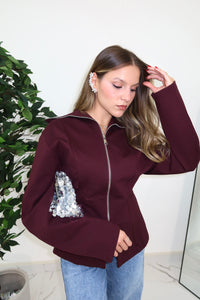CARDIGAN ZIP BORDEAUX