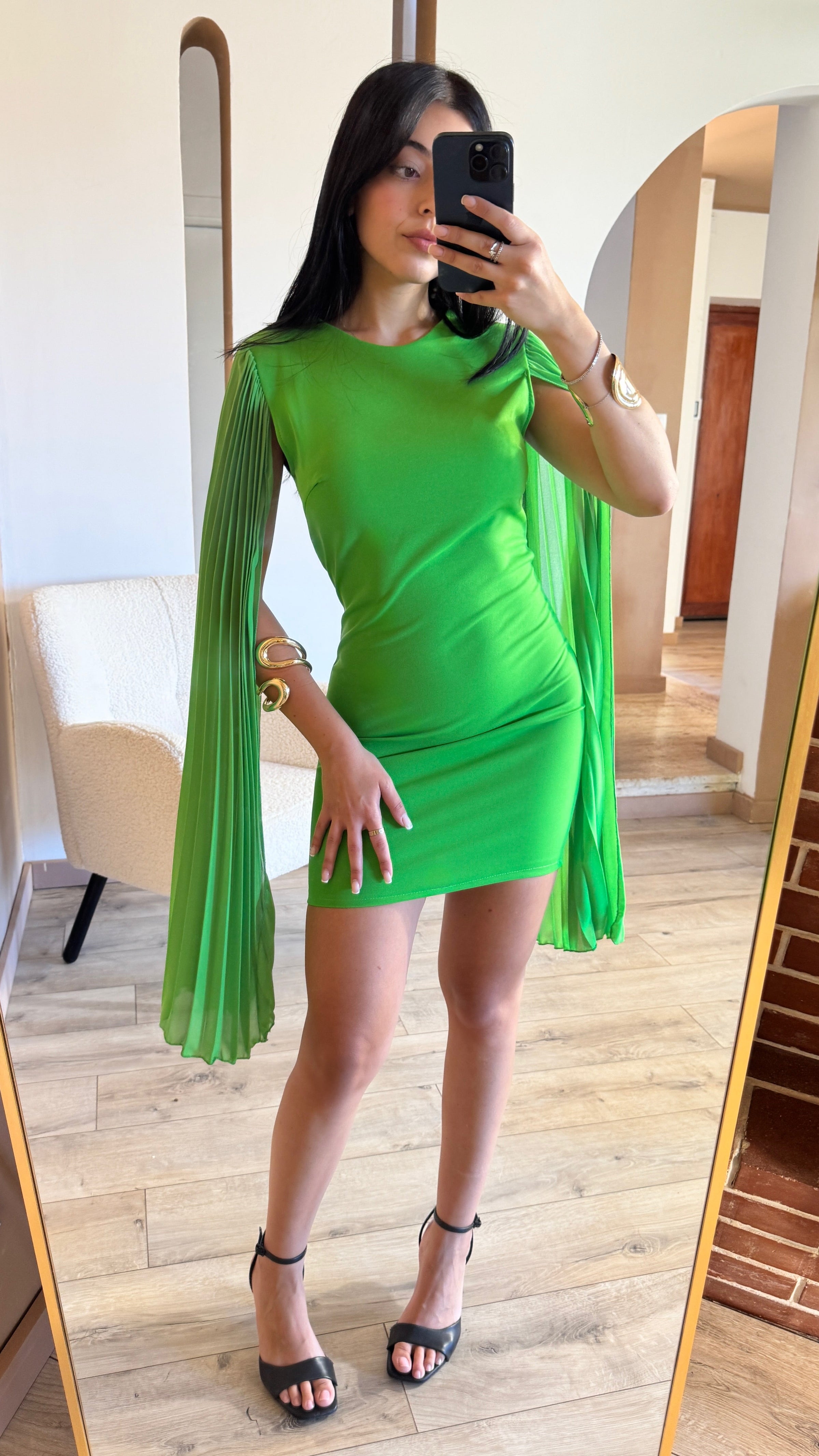 Mini Dress Plissè Green