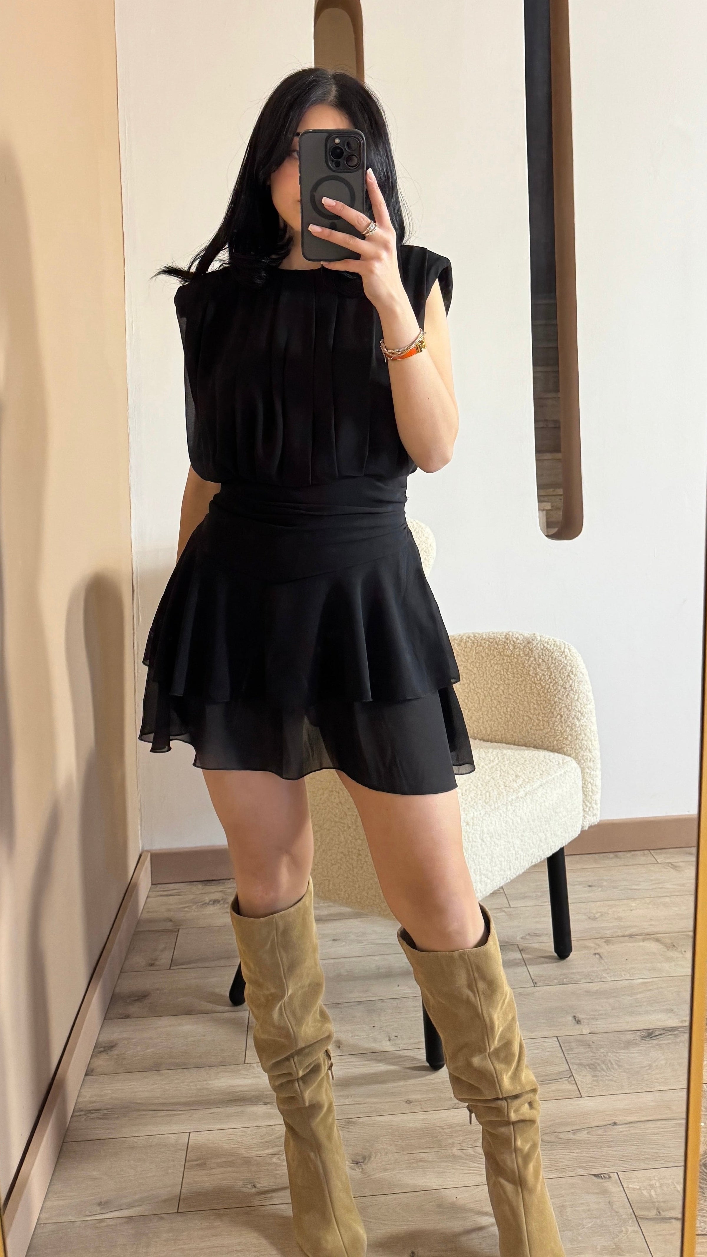 Mini Dress Chiffon Black
