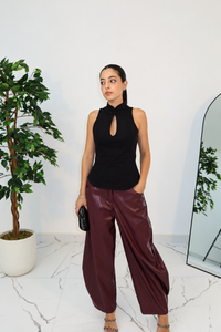 PANT BALLON PELLE BURGUNDY