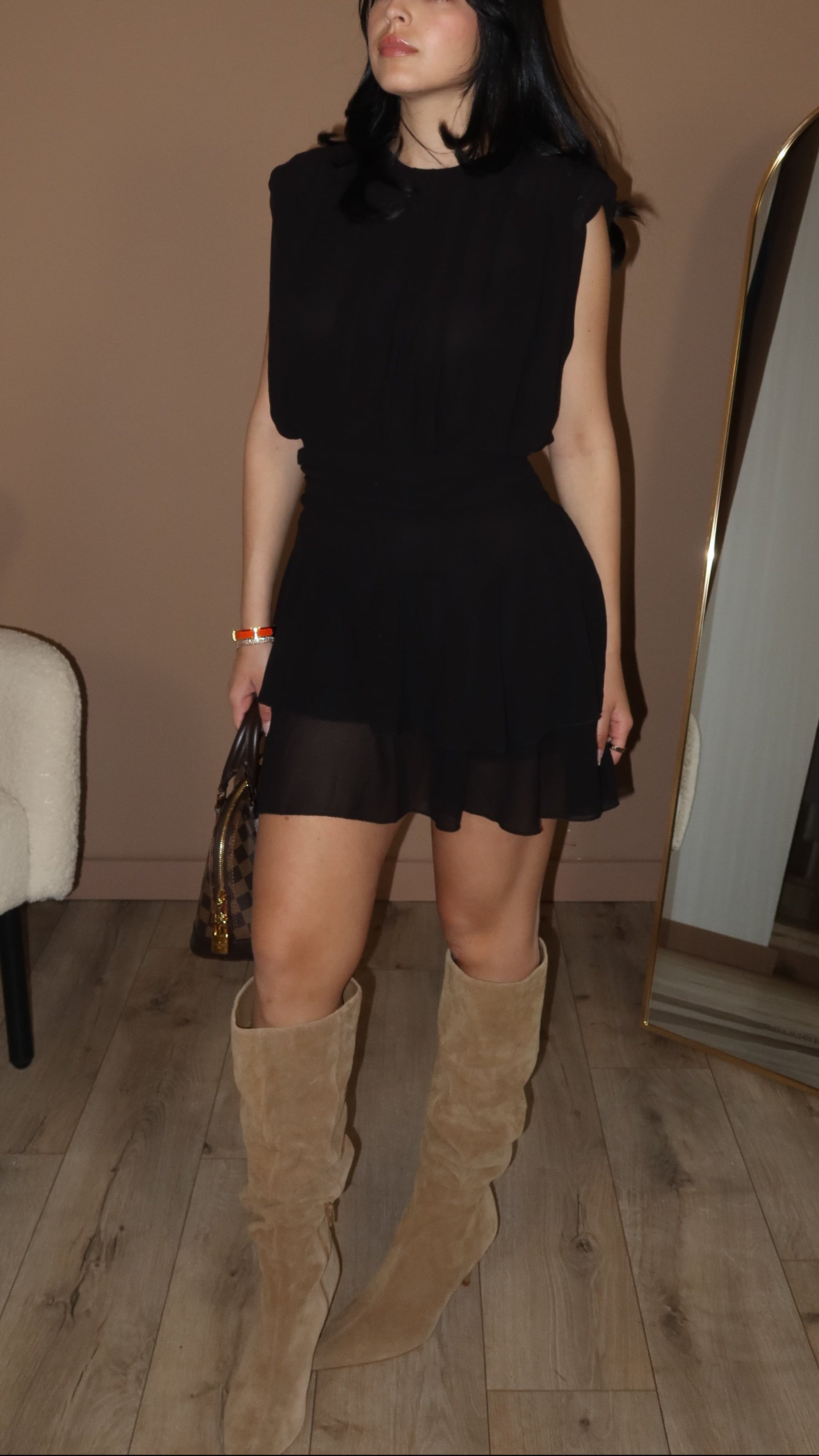 Mini Dress Chiffon Black