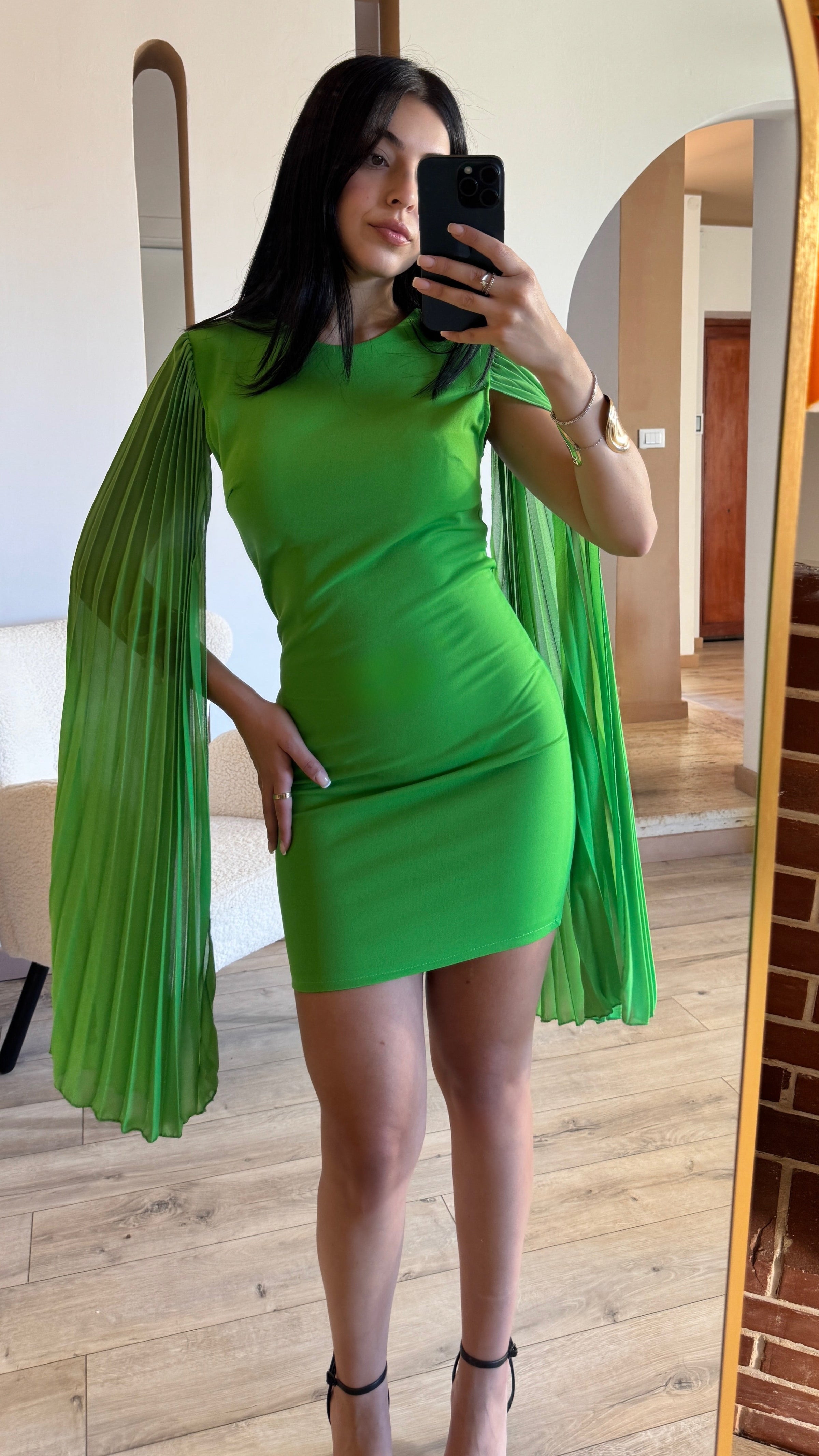Mini Dress Plissè Green