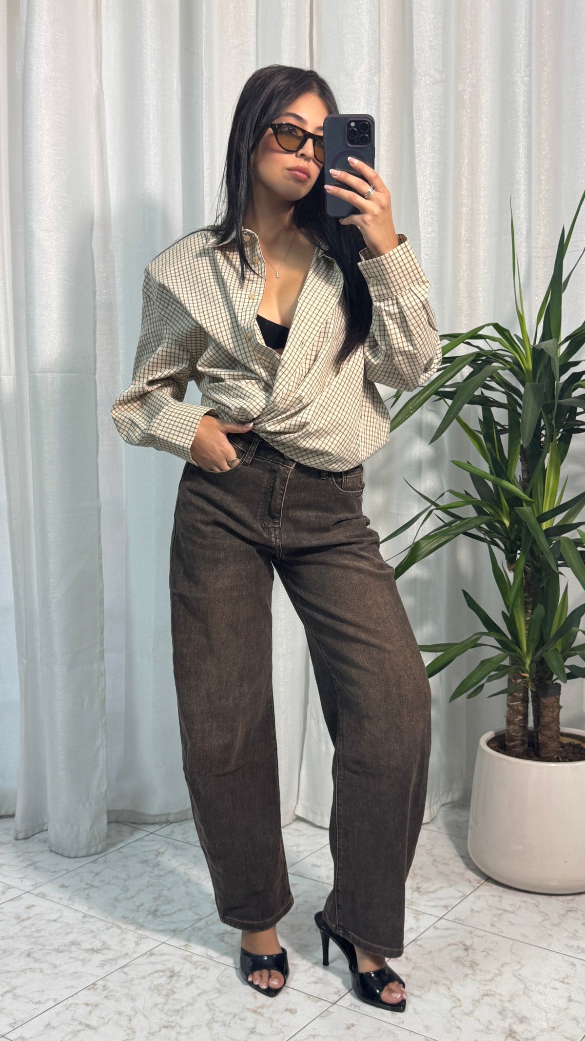 JEANS BARREL BROWN