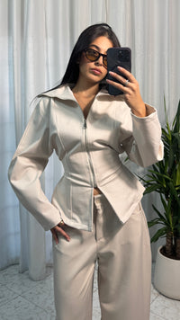 CARDIGAN ZIP BEIGE