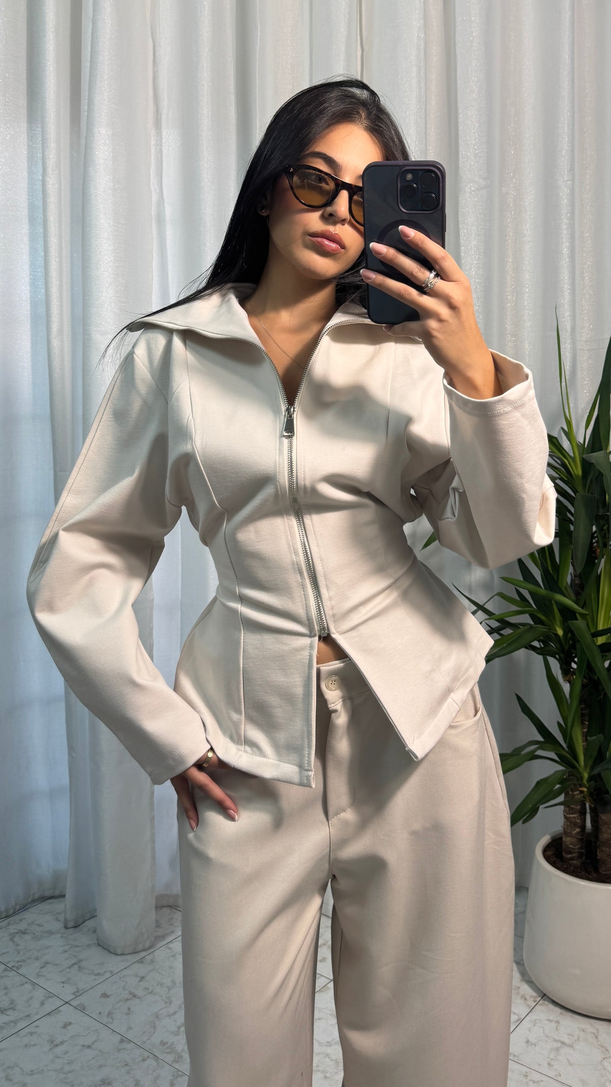 CARDIGAN ZIP BEIGE